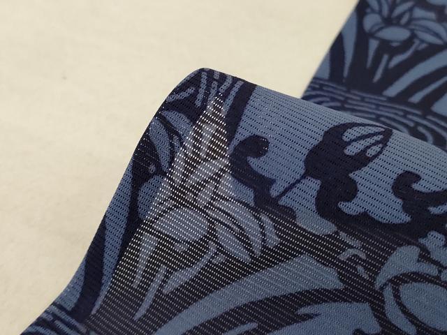 平和屋着物＊夏物　小紋　絽　型染め　流水花鳥文　正絹　逸品　AABE1317jd 平和屋着物＊夏物 小紋 絽 型染め 流水花鳥文 正絹 逸品 AABE1317jd