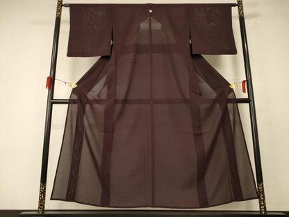 平和屋着物＊夏物 色無地 絽 黒鳶色 正絹 逸品 AABE1320jd