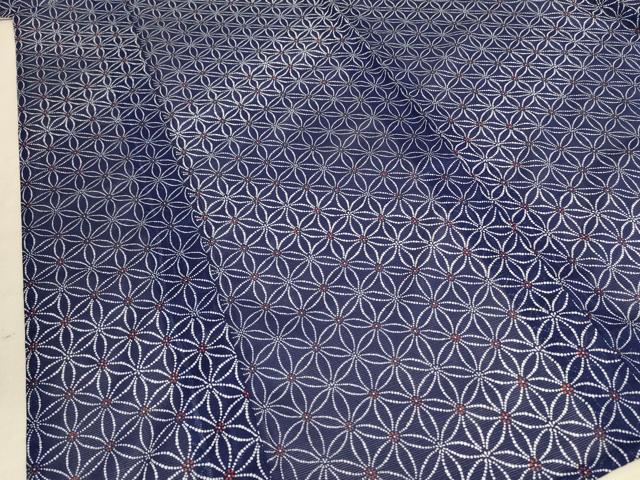 平和屋着物＊夏物 小紋 絽 麻の葉文様 洗える着物 AABE1330jd