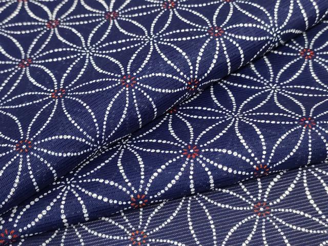 平和屋着物＊夏物　小紋　絽　麻の葉文様　洗える着物　AABE1330jd 平和屋着物＊夏物 小紋 絽 麻の葉文様 洗える着物 AABE1330jd