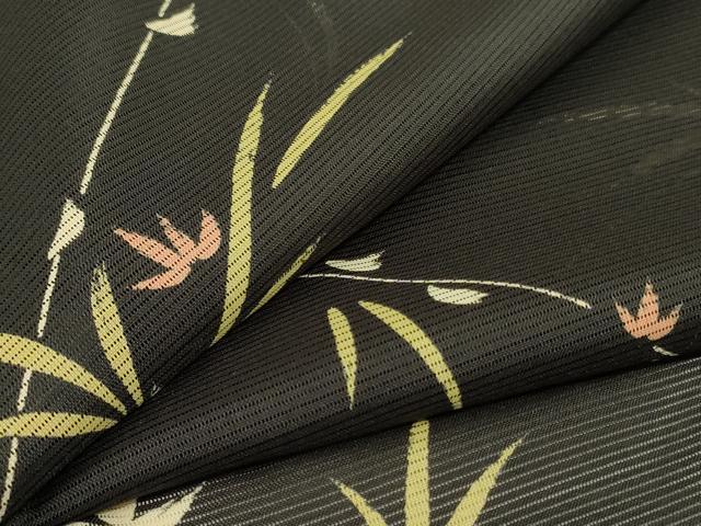 平和屋着物＊夏物 小紋 絽 草葉文 洗える着物 AABE1333jd