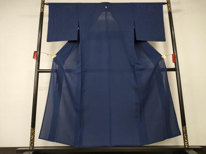 平和屋着物＊夏物 色無地 絽 留紺色 正絹 逸品 AABE1336jd