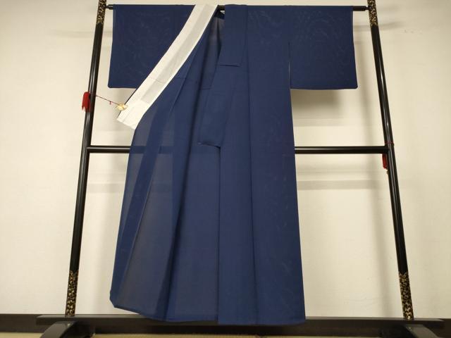 平和屋着物＊夏物 色無地 絽 留紺色 正絹 逸品 AABE1336jd