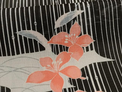 平和屋着物＊夏物 小紋 絽 草花文 洗える着物 未使用 AABE1341jd