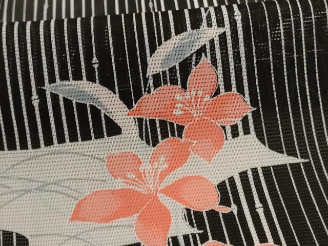 平和屋着物＊夏物 小紋 絽 草花文 洗える着物 未使用 AABE1341jd