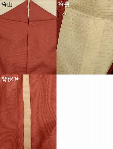 平和屋着物＊夏物 色無地 絽 赭色 洗える着物 AABE1342jd