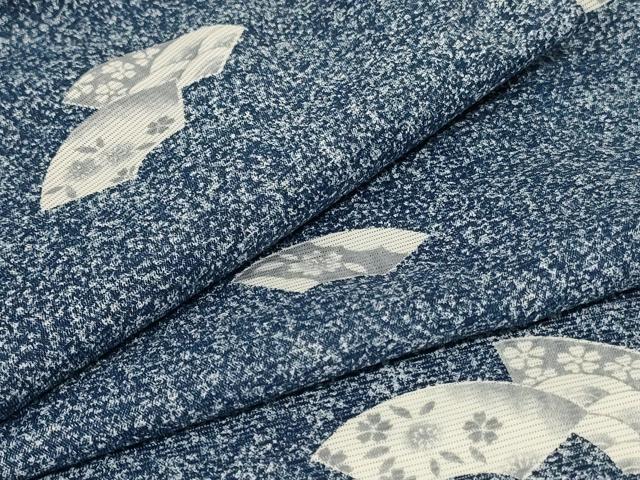 平和屋着物＊夏物 小紋 絽 地紙草花文 洗える着物 AABE1344jd