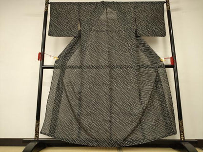 平和屋着物＊夏物 小紋 絽 幾何学文様 洗える着物 AABE1346jd