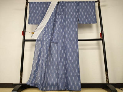 平和屋着物＊夏物 小紋 紗 間道 洗える着物 AABE1348jd