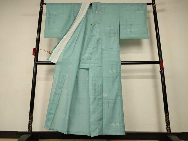 平和屋着物＊夏物 小紋 絽 舞蝶文 洗える着物 AABE1350jd