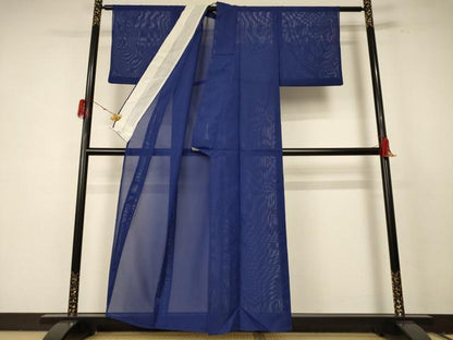 平和屋着物＊夏物 色無地 絽 鉄紺色 洗える着物 AABE1353jd