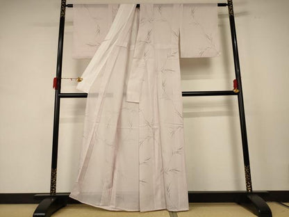 平和屋着物＊夏物 小紋 絽 枝葉文 洗える着物 AABE1360jd