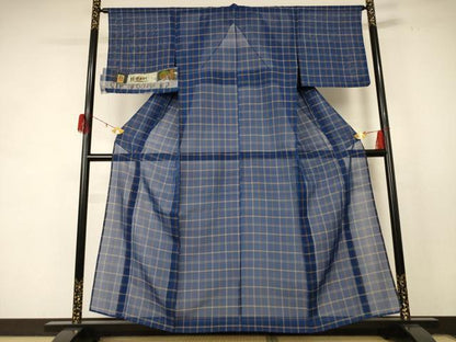 平和屋着物＊夏物 本場琉球絣 夏琉球 格子 証紙付き 正絹 逸品 AABE1361jd
