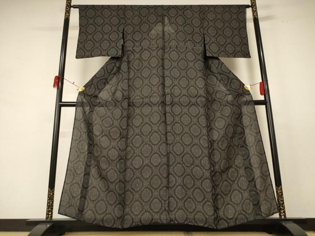 平和屋着物＊夏物　石川県指定無形文化財　能登上布　本麻手織上布　幾何学文様　麻　逸品　AABE1363jd