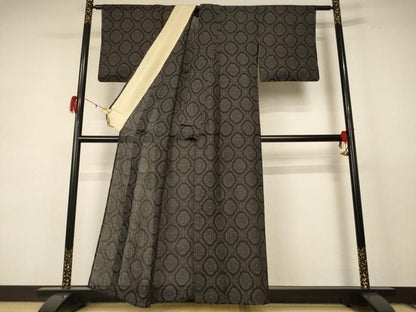 平和屋着物＊夏物　石川県指定無形文化財　能登上布　本麻手織上布　幾何学文様　麻　逸品　AABE1363jd