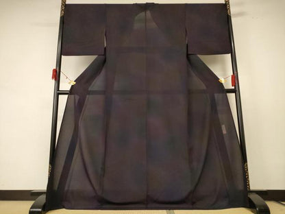 平和屋着物＊前田仁仙 仁仙更紗 夏物 小紋 絽 霞文 ロング丈 正絹 逸品 AABE1365jd