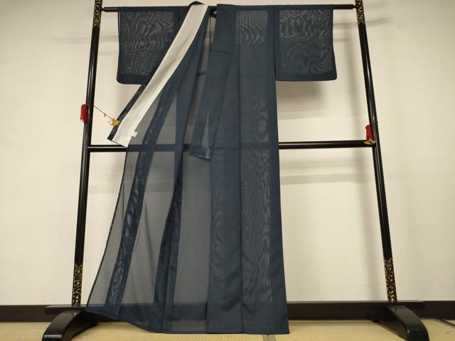 平和屋着物＊夏物 色無地 絽 藍鉄色 洗える着物 AABE1367jd