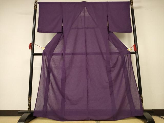 平和屋着物＊夏物 色無地 紗 滅紫色 洗える着物 AABE1369jd
