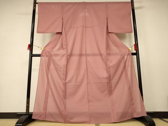 平和屋着物＊夏物 色無地 絽 洗朱色 洗える着物 AABE1370jd