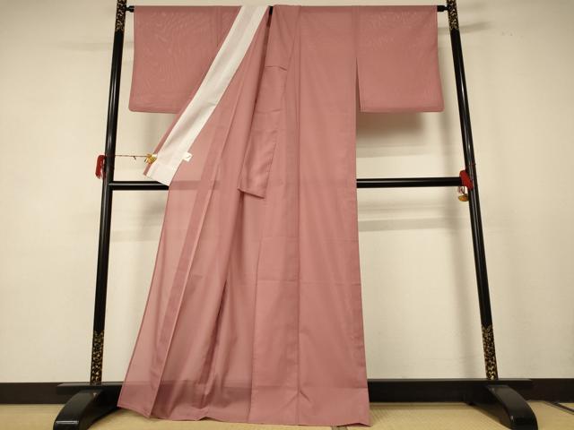平和屋着物＊夏物 色無地 絽 洗朱色 洗える着物 AABE1370jd
