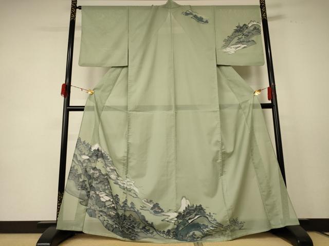 平和屋着物＊夏物　訪問着　絽　風景文　金彩　洗える着物　AABE1371jd 平和屋着物＊夏物 訪問着 絽 風景文 金彩 洗える着物 AABE1371jd