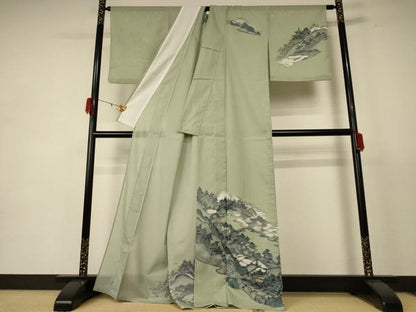 平和屋着物＊夏物 訪問着 絽 風景文 金彩 洗える着物 AABE1371jd
