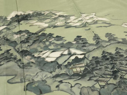 平和屋着物＊夏物 訪問着 絽 風景文 金彩 洗える着物 AABE1371jd