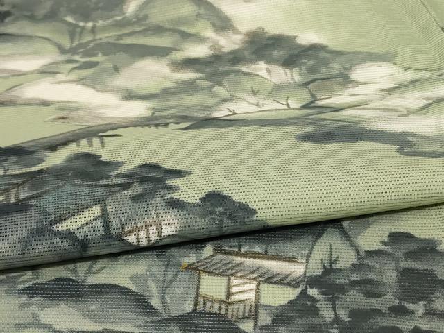 平和屋着物＊夏物　訪問着　絽　風景文　金彩　洗える着物　AABE1371jd 平和屋着物＊夏物 訪問着 絽 風景文 金彩 洗える着物 AABE1371jd