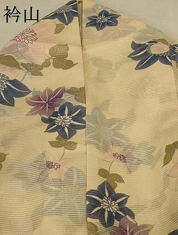 平和屋着物＊夏物 小紋 絽 草花文 洗える着物 AABE1377jd