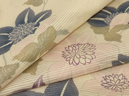 平和屋着物＊夏物 小紋 絽 草花文 洗える着物 AABE1377jd