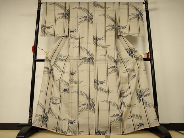 平和屋着物＊夏物 小紋 紗 枝葉文 洗える着物 AABE1379jd