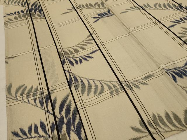 平和屋着物＊夏物 小紋 紗 枝葉文 洗える着物 AABE1379jd