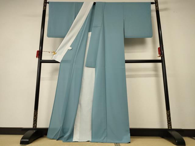 平和屋着物＊夏物 色無地 絽 千草色 洗える着物 AABE1381jd