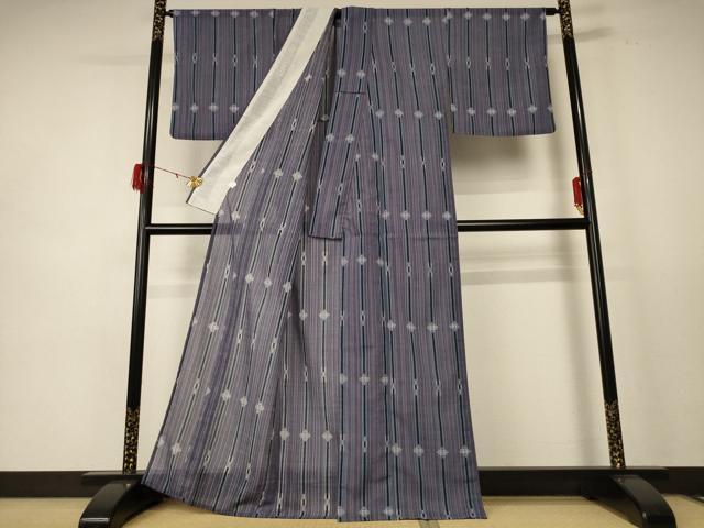 平和屋着物＊夏物　小紋　紗　間道　洗える着物　AABE1385jd 平和屋着物＊夏物 小紋 紗 間道 洗える着物 AABE1385jd