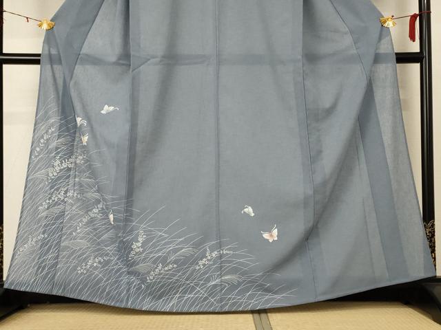 平和屋着物＊夏物 訪問着 紗 花蝶文 洗える着物 AABE1387jd