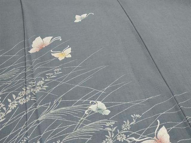 平和屋着物＊夏物 訪問着 紗 花蝶文 洗える着物 AABE1387jd