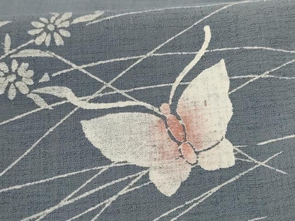 平和屋着物＊夏物 訪問着 紗 花蝶文 洗える着物 AABE1387jd