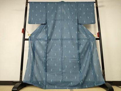 平和屋着物＊夏物 小紋 絽 矢羽 洗える着物 AABE1388jd