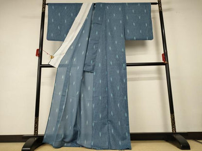 平和屋着物＊夏物 小紋 絽 矢羽 洗える着物 AABE1388jd