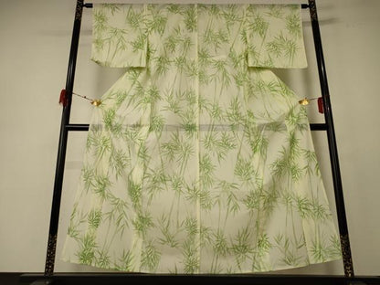 平和屋着物＊夏物 小紋 絽 笹竹文 洗える着物 未使用 AABE1391jd