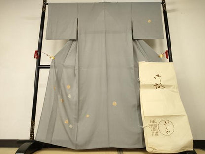 平和屋着物＊夏物 銀座きしや 訪問着 変わり絽 刺繍 草葉文 金銀彩 金銀糸 たとう紙付き 正絹 逸品 AABE1399jd