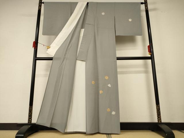 平和屋着物＊夏物 銀座きしや 訪問着 変わり絽 刺繍 草葉文 金銀彩 金銀糸 たとう紙付き 正絹 逸品 AABE1399jd