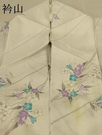 平和屋着物＊夏物 小紋 絽 草花文 銀彩 洗える着物 AABE1400jd