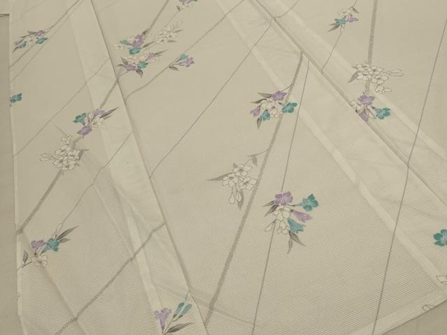 平和屋着物＊夏物 小紋 絽 草花文 銀彩 洗える着物 AABE1400jd