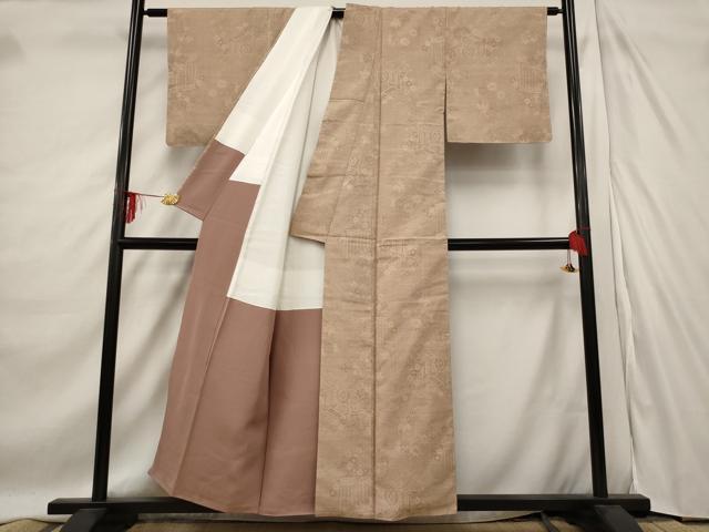 平和屋着物■上質な紬　御所車花文　正絹　逸品　AABE1419st