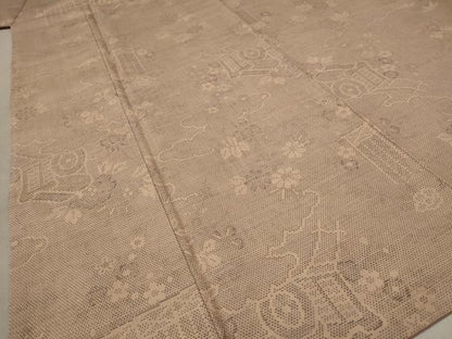 平和屋着物■上質な紬　御所車花文　正絹　逸品　AABE1419st