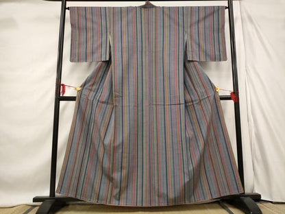 平和屋着物■上質な紬 縞 正絹 逸品 未使用 AABE1442st