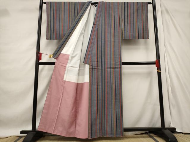 平和屋着物■上質な紬 縞 正絹 逸品 未使用 AABE1442st