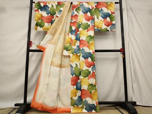 平和屋着物■上質な小紋　葉尽くし　金彩　正絹　逸品　AABE1457st