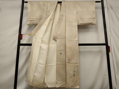 平和屋着物■色留訪問着　駒刺繍　杜若　暈し染め　金糸　正絹　逸品　AABE1458st